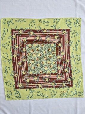Liz Claiborne Green & Brown  Floral Border Scarf